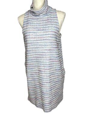 Anthropologie Akemi + Kin Sleeveless Turtleneck Multicolor Striped Mini Dress S